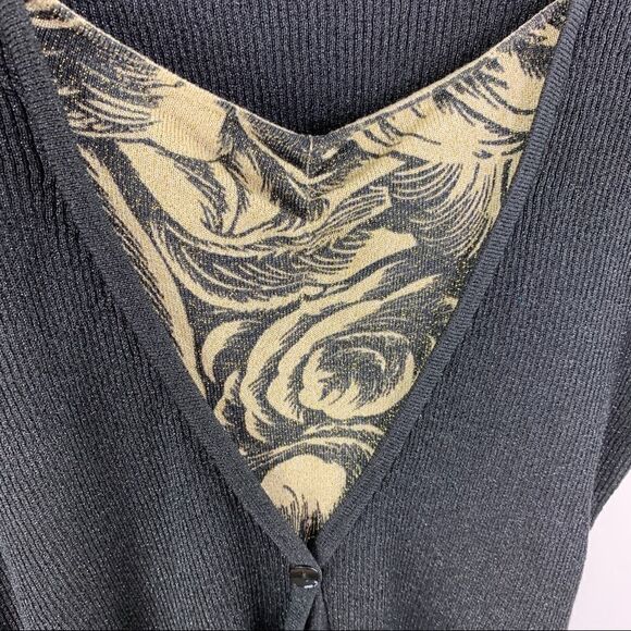 Faux Ribbed Cardigan Metallic Black August Silk - Picture 9 of 10